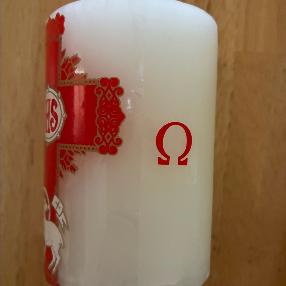 White and Red Decorative Candle